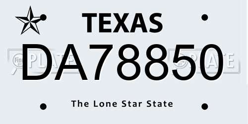 DA78850 Texas License Plate