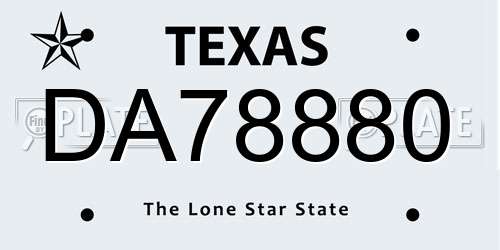 DA78880 Texas License Plate