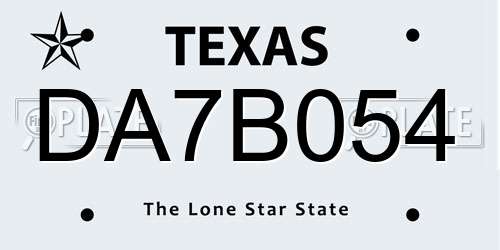 DA7B054 Texas License Plate
