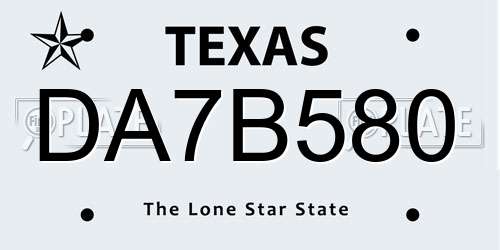 DA7B580 Texas License Plate