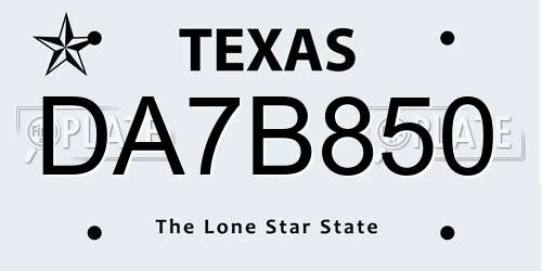 DA7B850 Texas License Plate