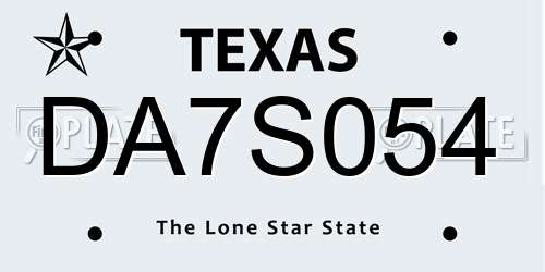 DA7S054 Texas License Plate
