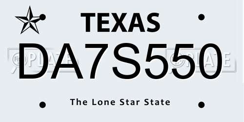 DA7S550 Texas License Plate