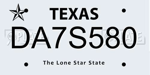 DA7S580 Texas License Plate
