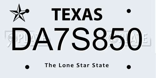 DA7S850 Texas License Plate