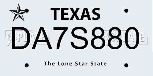 DA7S880 Texas License Plate