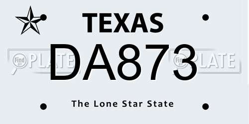 DA873 Texas License Plate