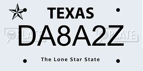 DA8A2Z Texas License Plate