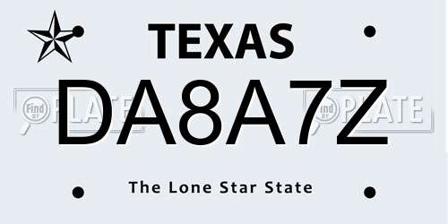 DA8A7Z Texas License Plate