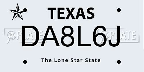 DA8L6J Texas License Plate