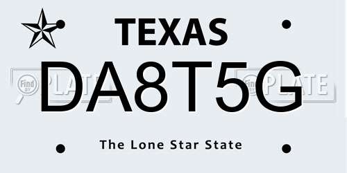 DA8T5G Texas License Plate