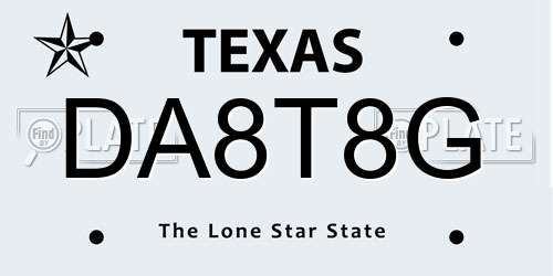 DA8T8G Texas License Plate