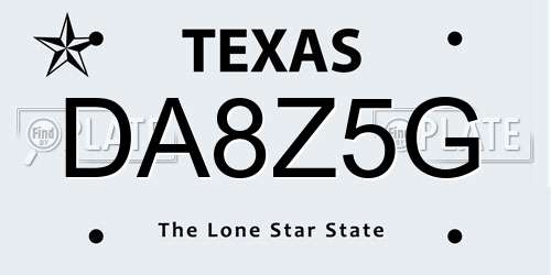 DA8Z5G Texas License Plate