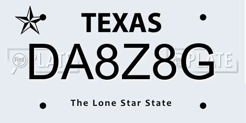 DA8Z8G Texas License Plate