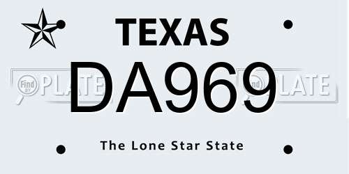 DA969 Texas License Plate