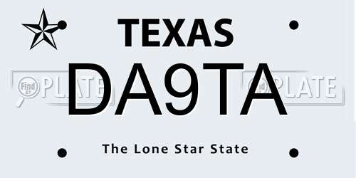 DA9TA Texas License Plate