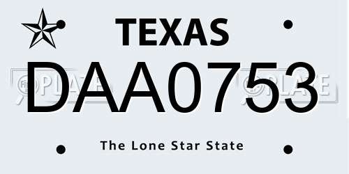 DAA0753 Texas License Plate