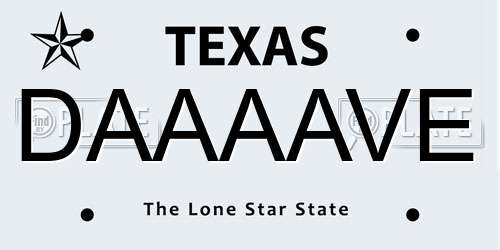 DAAAAVE Texas License Plate