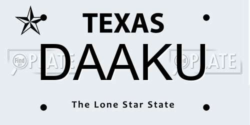 DAAKU Texas License Plate