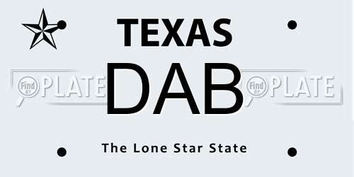 DAB Texas License Plate