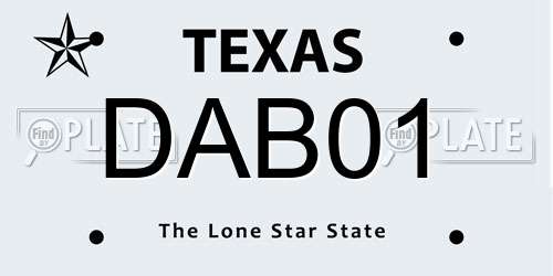 DAB01 Texas License Plate