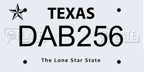 DAB256 Texas License Plate