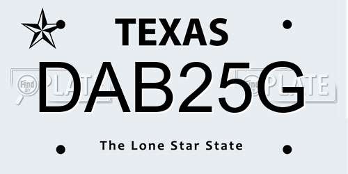 DAB25G Texas License Plate