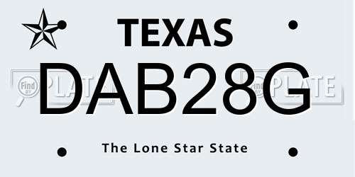 DAB28G Texas License Plate