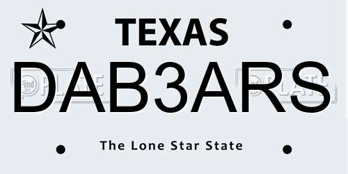 DAB3ARS Texas License Plate