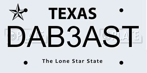DAB3AST Texas License Plate