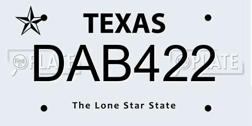 DAB422 Texas License Plate
