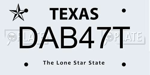 DAB47T Texas License Plate