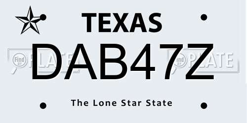 DAB47Z Texas License Plate