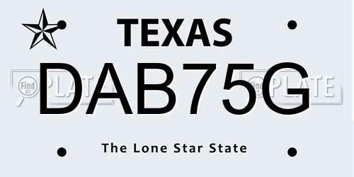 DAB75G Texas License Plate