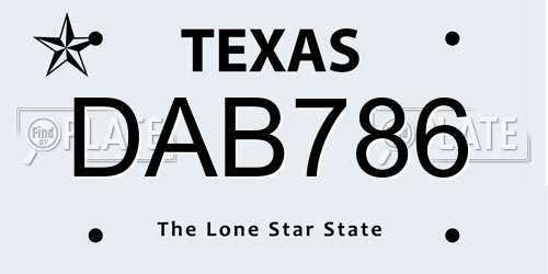 DAB786 Texas License Plate