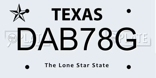 DAB78G Texas License Plate