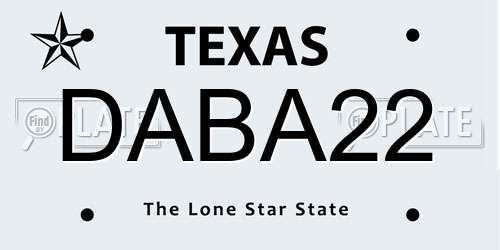 DABA22 Texas License Plate