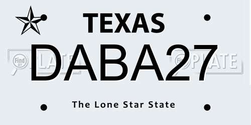 DABA27 Texas License Plate