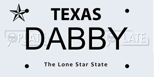 DABBY Texas License Plate