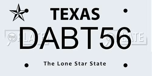 DABT56 Texas License Plate