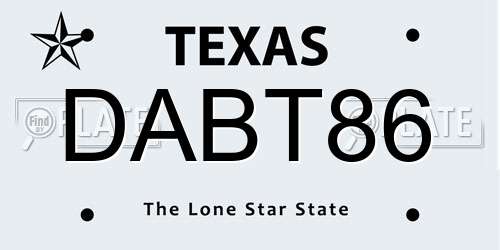 DABT86 Texas License Plate