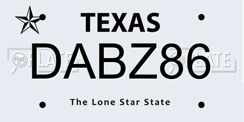DABZ86 Texas License Plate