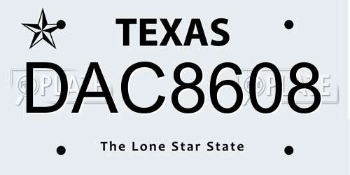 DAC8608 Texas License Plate