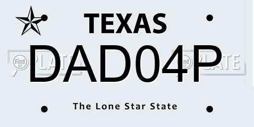 DAD04P Texas License Plate