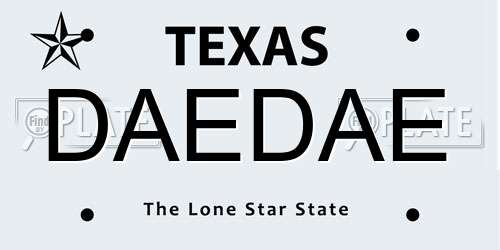 DAEDAE Texas License Plate