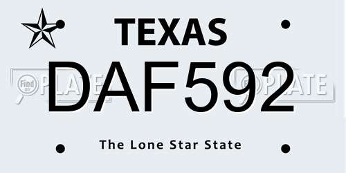 DAF592 Texas License Plate