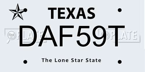 DAF59T Texas License Plate