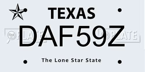 DAF59Z Texas License Plate