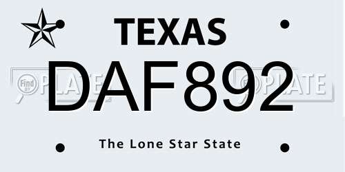 DAF892 Texas License Plate