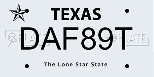 DAF89T Texas License Plate